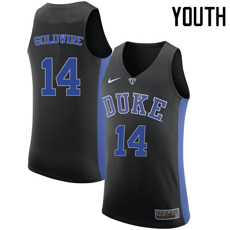 Youth Duke Blue Devils #14 Jordan Goldwire College Basketball Jerseys Sale-Black